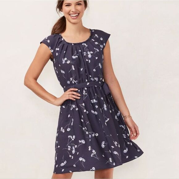 Lc Lauren Conrad Soft Woven Gray Dress. Romcom, Floral - Picture 1 of 13